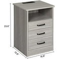 ADORNEVE Grey Nightstand with USB Charging Station, 3 Drawers and Open