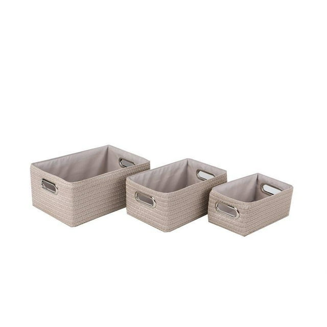 Jessar - Fabric Storage Basket, Set of 3, Beige