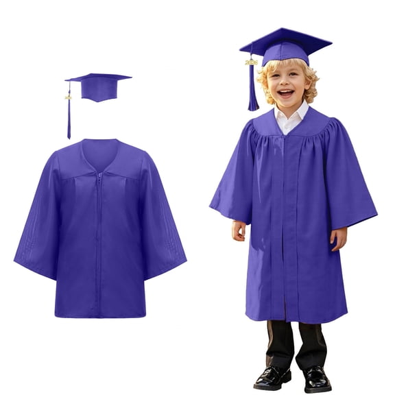 Toddler Kids Kindergarten Graduation Cap and Gown with Tassel and Gold Stole Purple Cap and Gown Outfit Graduation Dress Outfit