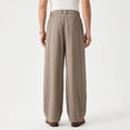 thumbnail image 4 of COMVALUE Men's Summer Pleated Linen Wide Leg Pants Loose Fit Draped Retro Casual Trousers (Khaki, XL), 4 of 7