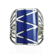 AeraVida Stripe Line Zig-zag Blue Lapis .925 Silver Ring-8
