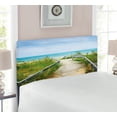 thumbnail image 2 of Seaside Headboard, Boardwalk over Dunes at Beach Pinery Provincial Park Ontario Canada, Upholstered Decorative Metal Bed Headboard with Memory Foam, Twin Size, Sand Brown Fern Green, by Ambesonne, 2 of 4