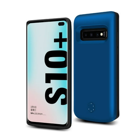 Battery Case for Samsung Galaxy S10+ Plus-Ultra-thin shock absorption-Soft side full package-6000mAh Extended Battery Charger Case Rechargeable Portable Protective Charging Case (Galaxy S4 Best Extended Battery)