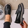 thumbnail image 4 of Viluyesy Womens Platform Loafers, Slip-On Comfortable Shiny Leather Casual & Dressy Penny Shoes Black US9, 4 of 9