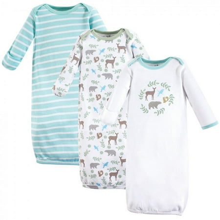 UPC: 0660168667196 | Touched by Nature Baby Organic Cotton Long-Sleeve Gowns 3pk  Forest  0-6 Months