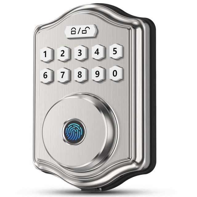 Cerradura de puerta con huella dactilar de 52 HZ, cerradura de puerta de entrada sin llave con código, guía de voz, teclado electrónico, cerraduras inteligentes para puerta principal, contraseña anti-