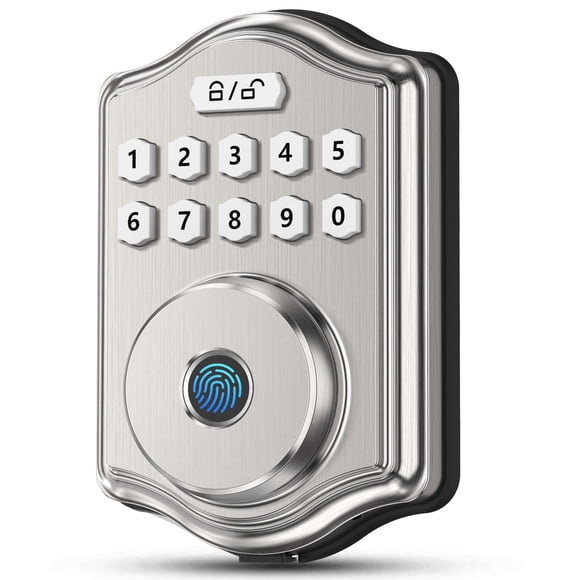 Cerradura de puerta con huella dactilar de 52 HZ, cerradura de puerta de entrada sin llave con código, guía de voz, teclado electrónico, cerraduras inteligentes para puerta principal, contraseña anti-