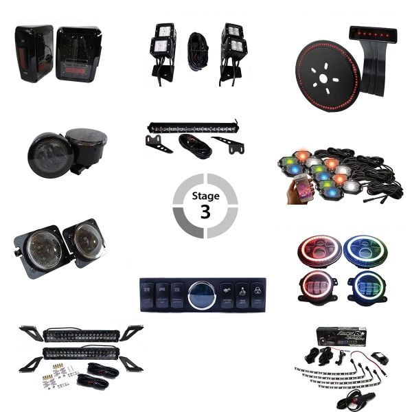 Race Sport Lighting Vehicle Light Upgrade Kit JJKS3K Stage 3 Zombie King; Direct Fit; Use To Upgrade Stock Halogen Lights To LED Lights; 12 Volt DC; IP67 Rated