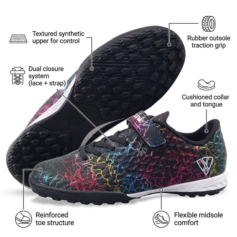 ATTISESSION ミュール　ブラック　サイズ36 Vizari Zodiac Youth Turf Soccer Cleats for Boys & Girls Hook