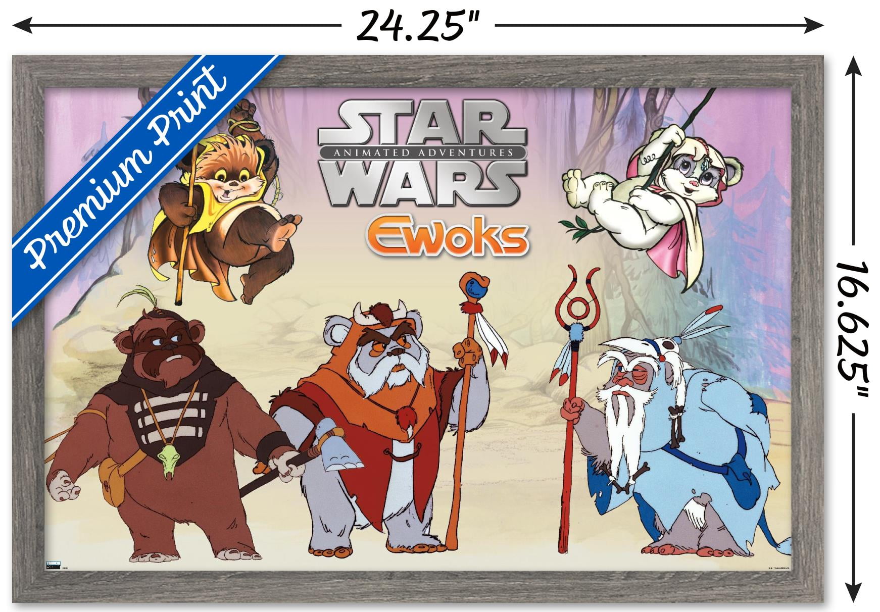 Star Wars: Ewoks - Group Wall Poster, 14.725" x 22.375", Framed