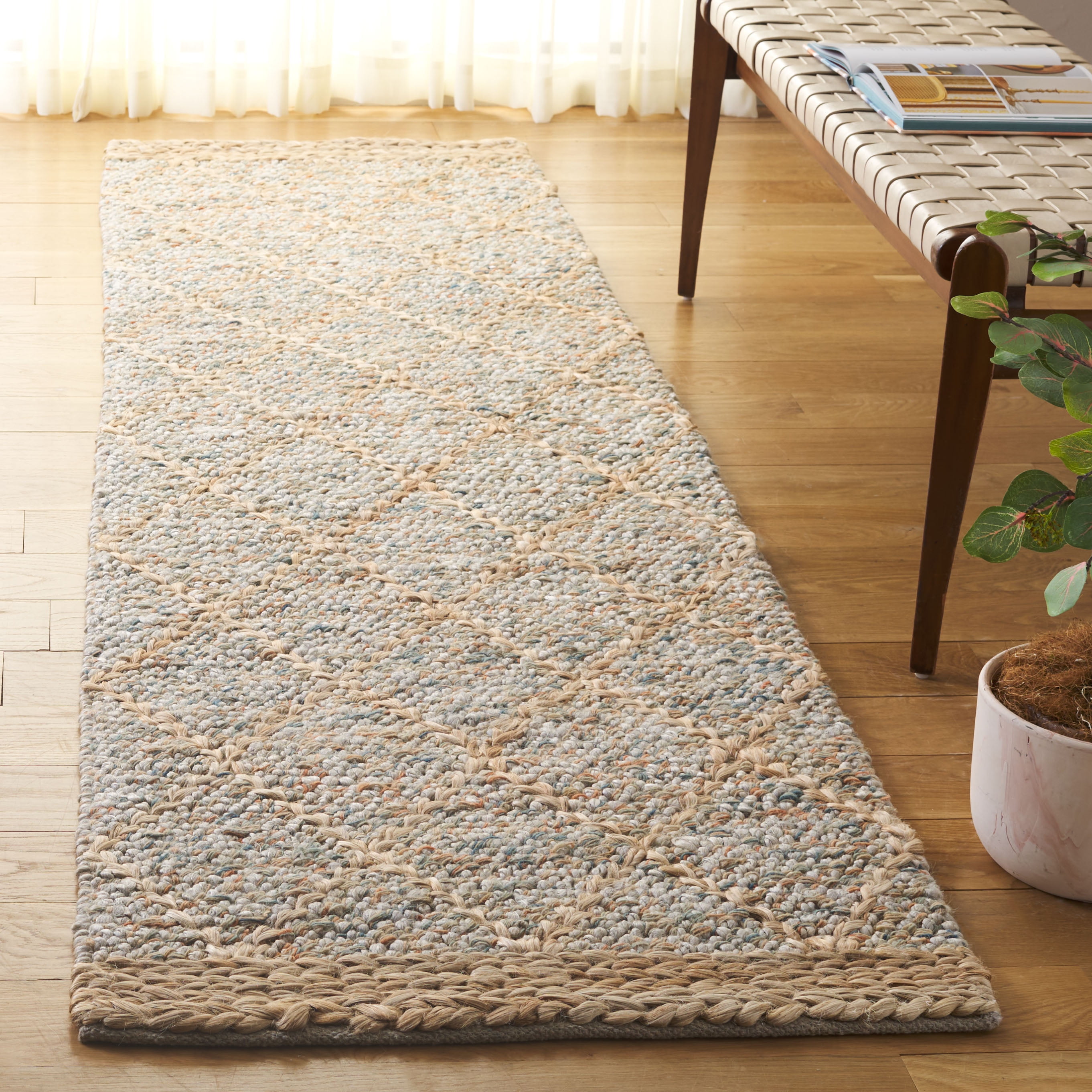 SAFAVIEH Natural Fiber Travis Geometric Runner Rug, Rust/Natural, 2'3" x 9'