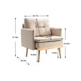 thumbnail image 4 of Accent Arm Chair Velvet Single Sofa Chair with Rose Golden Metal Legs Modern Upholstered Armchair for Living Room Bedroom Reading Room Home Office Furniture, Ivory, 4 of 7