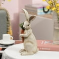 thumbnail image 3 of Standing Rabbit Figurines Home Decoration - Indoor Bunny Statues with Carrots Office Room Decor for Women Table Decor 5.8 L x 5.1 W x 11.7H Inch, 3 of 14