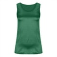 thumbnail image 5 of Goodeals Womens Silk Satin Tank Tops Dress Business Blouses Round Neck Sleeveless Shirts Camisole Sleeveless Silky Basic Tanks(Green,L), 5 of 6