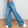 thumbnail image 6 of GEWSEY Women Sparkle Outfits Sequin Pants Elastic Waist Wide Leg Trousers Glitter Shiny Pants Bling Party Clubwear (Sky Blue, XL), 6 of 8