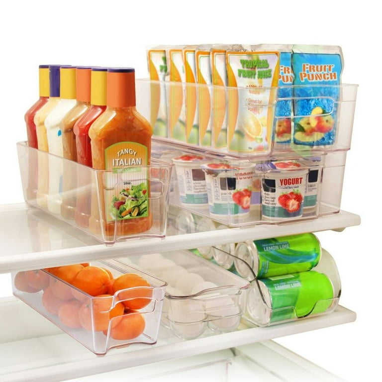 Greenco 6 Piece Refrigerator And Freezer Stackable Clear Storage Organizer Bins With Handles