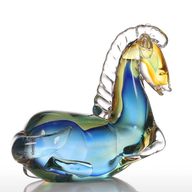 Caballo fantástico azul Escultura de cristal Decoración para el hogar Animal Ornamento Regalo