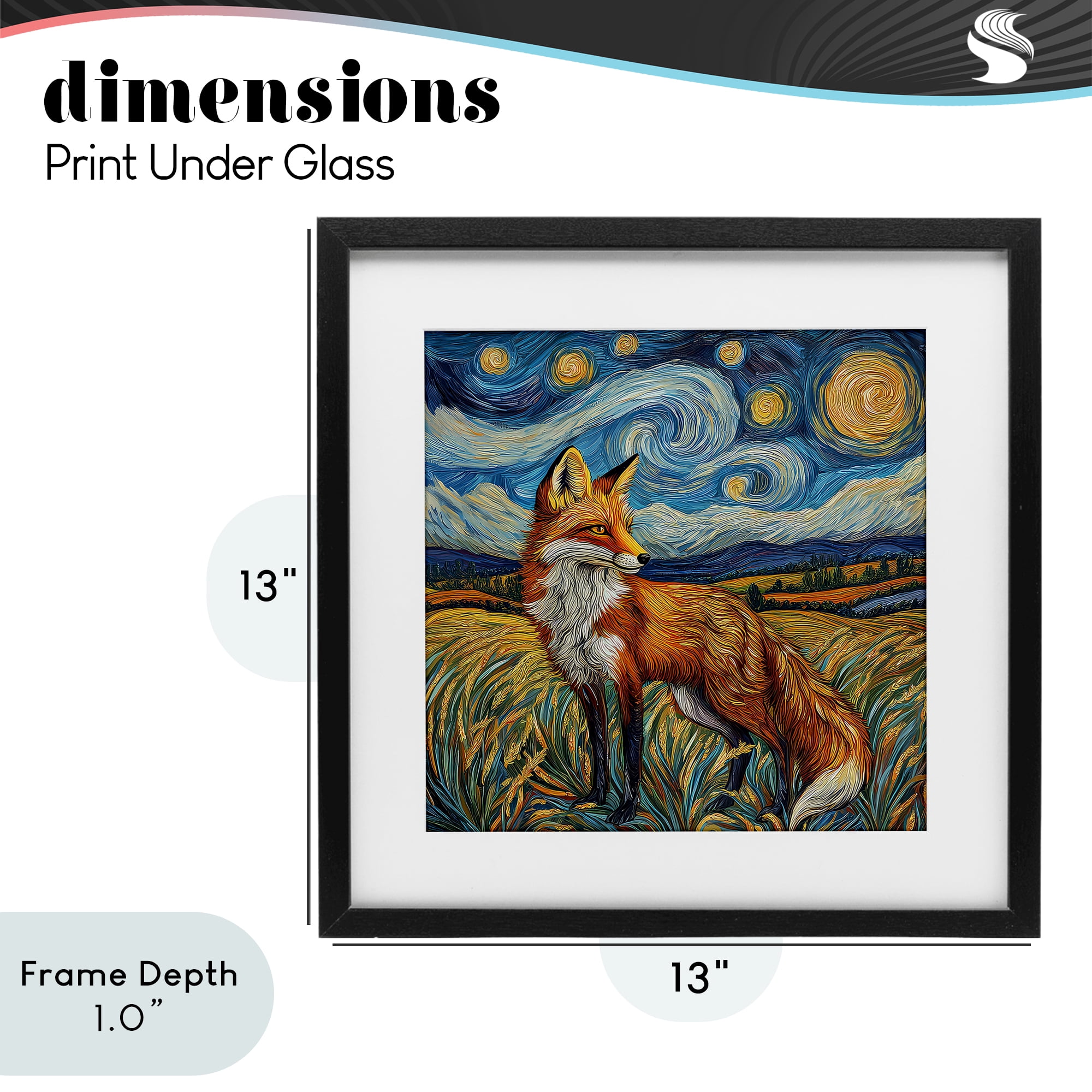 Stupell Industries Swirling Impressionist Fox Black Framed Print Under Glass, design by The Wands Want