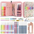 thumbnail image 1 of Crochet Hook Kit Soft Handle Crochet Knitting Knitting Craft Yarn Sewing Tool Set Crochet Storage Bag Gift for Beginners, 1 of 6