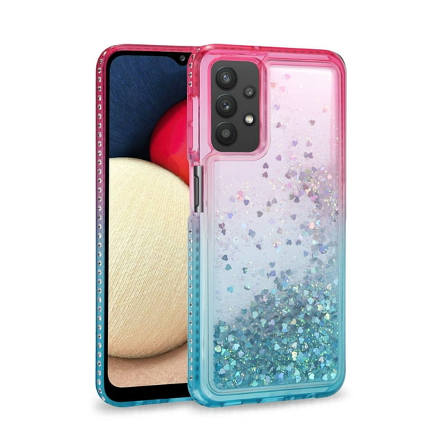 Samsung Galaxy A32 5G Phone Case, Slim Liquid Glitter Dual Colors Stylish for Samsung Galaxy A32 5G Phone Case Pink/Blue
