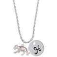 thumbnail image 1 of Delight Jewelry Silvertone Tiger Cub Silvertone Script Initial Disc - H - Charm Necklace, 20"+3", 1 of 4