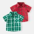 thumbnail image 4 of WOLLED 1-6Y Boys Short Sleeve Button down Shirt for Baby Toddler Summer Casual Plaid Shirt Tops, 4 of 9