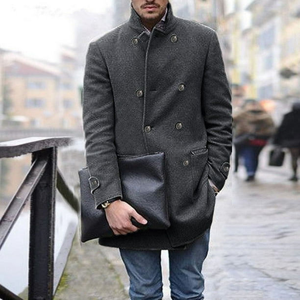Xzngl Men s Winter Collar Double Breasted Suit Jacket