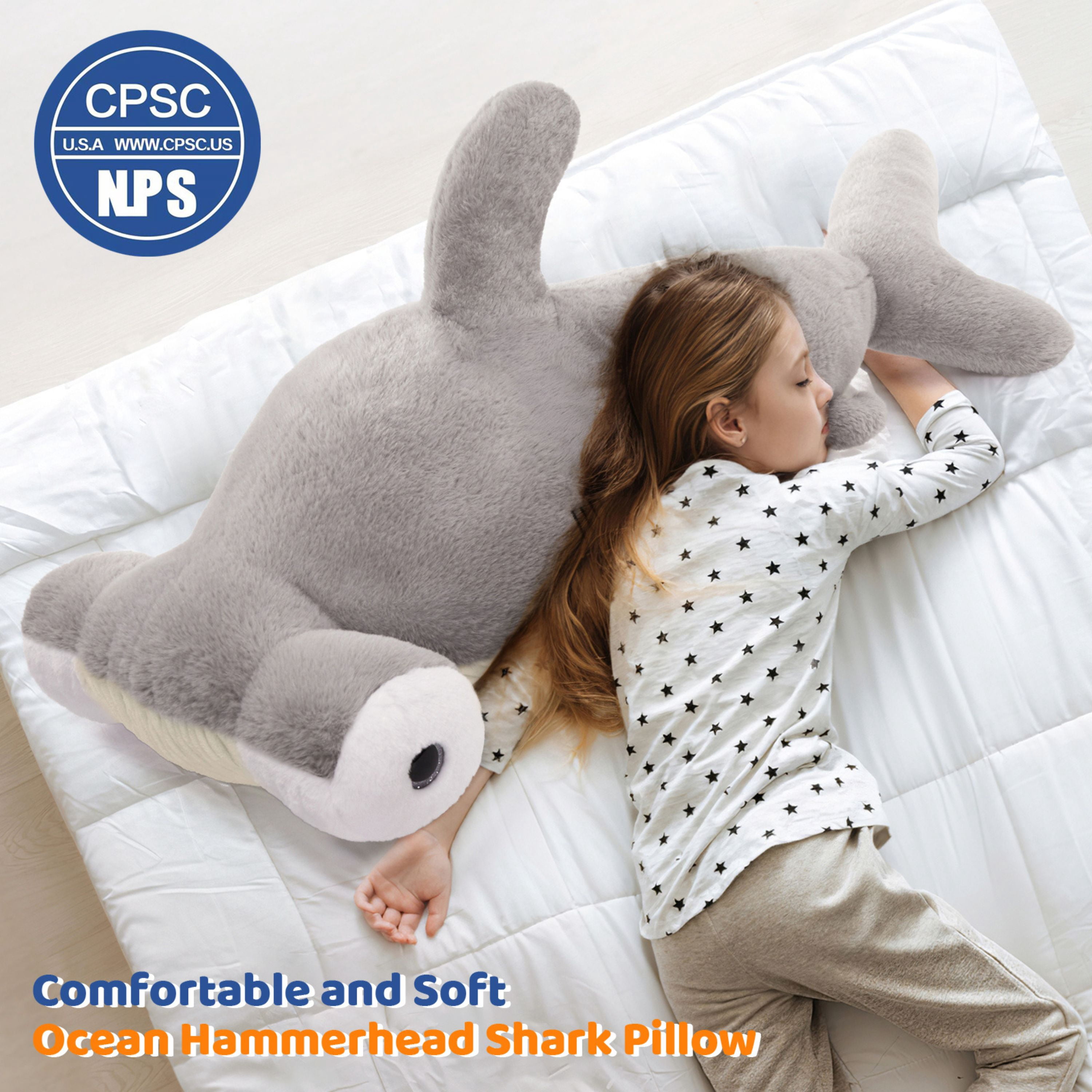 MaoGoLan 43'' Hammerhead Shark Stuffed Animal Giant Shark Pillow Plush Toy
