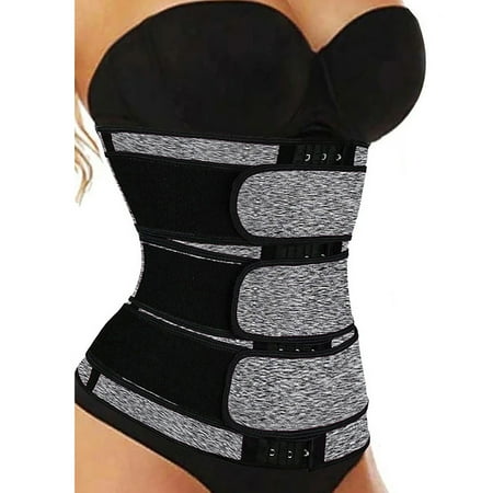 POIUYTR Sweat Waist Trainer for Women Latex Waist Trainers Vest Plus Size Workout Corset Waist Cincher 3 Belts Hooks Steel Bones