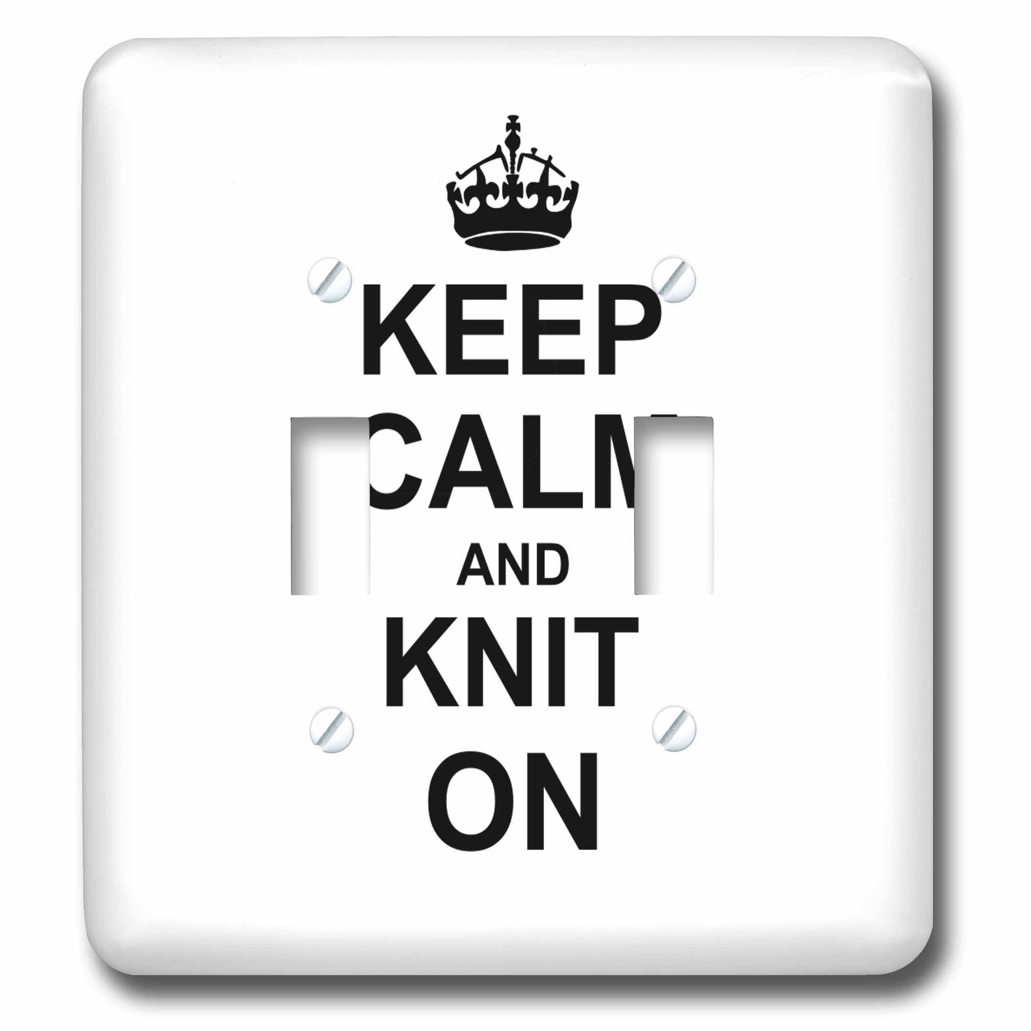 3dRose lsp/_157736/_2 Keep Calm and Knit on Carry on Knitting Knitter Hobby Gifts Black Fun Funny Humor Humorous Double Toggle Switch