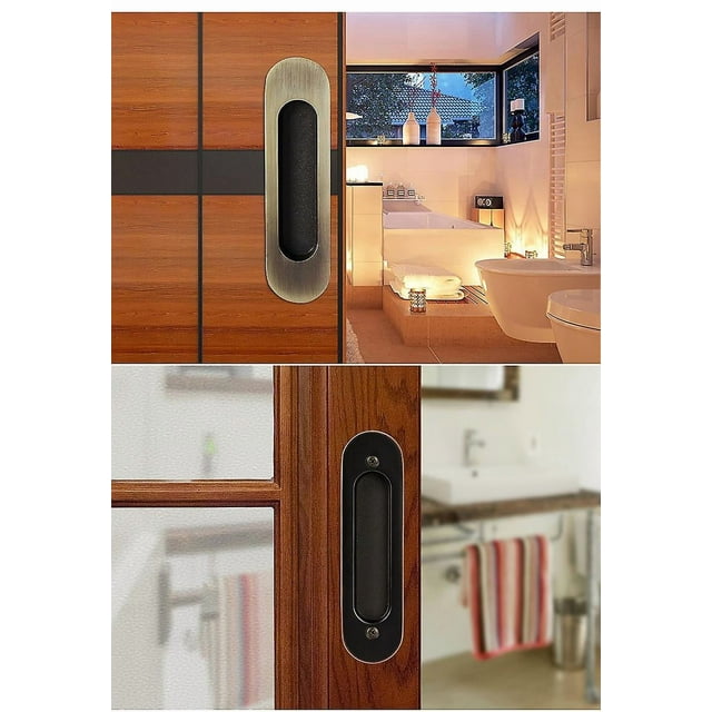 Poignee Porte Coulissante Encastrées 6 Pièces Poignées de Porte Coulissante Acier Inoxydable Ovale Poignée à Encastrer avec Vis pour Porte Coulissante