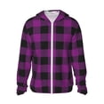 thumbnail image 1 of Fotbe Purple Black Plaid Chaqueta con Protección Solar UPF 50+ para Hombre y Mujer, Camisa con Capucha y Bolsillos-Medium, 1 of 7
