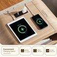 thumbnail image 3 of Keywhat Modern Fluted Nightstand set of 2, 24" End Table with Charging Station, 2 Drawers and Metal Handles for Bedroom/Living Room, Natural Oak, 3 of 6