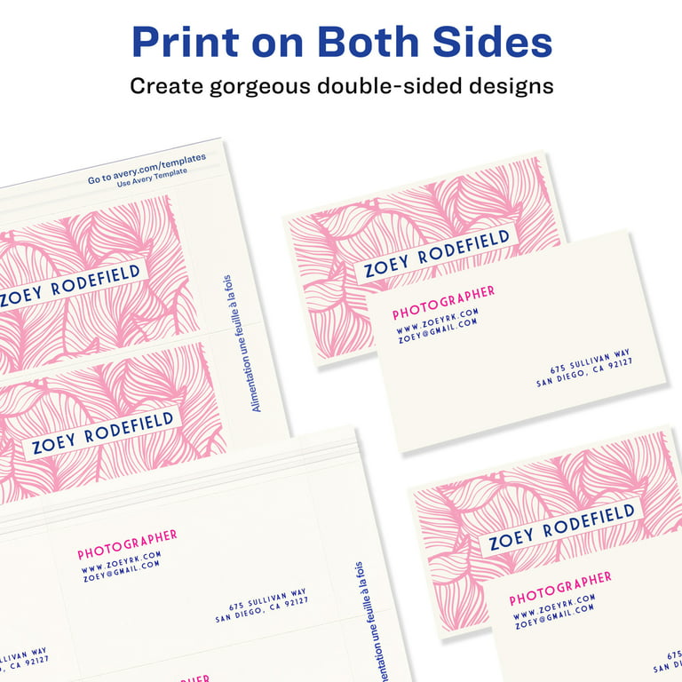 3.5 x 2 matte white, printable business cards, 10 sheets (100 cards)