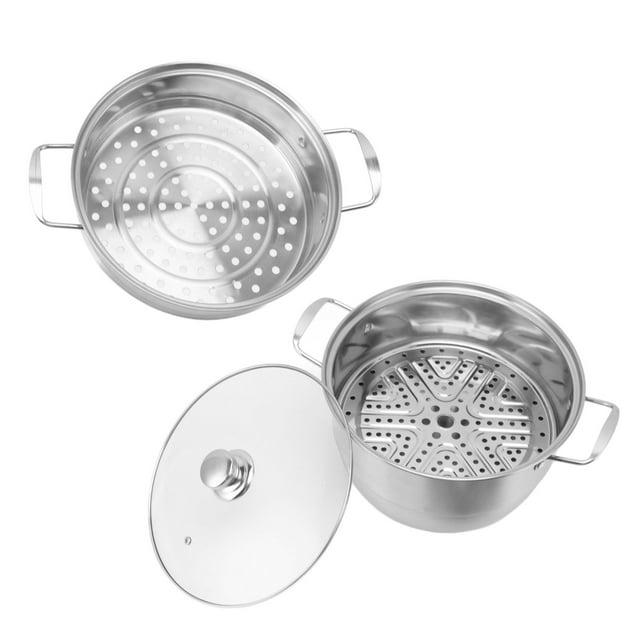 Vaporera para Cocinar Olla de para Alimentos Olla de Apilable de Gran Capacidad de Varias Capas Gruesas de Acero Inoxidable con Tapa de Vidrio para Verduras y ANGGREK Otros