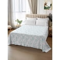 thumbnail image 2 of Aqua Spring Floral Full Size Flat Sheet, Wrinkleproof & Fadeproof Cooling Flat Bed Sheet Only, Summer Botanical Watercolor Breathable Soft Bedding Top Sheets 81 x 96 Inches, 2 of 8
