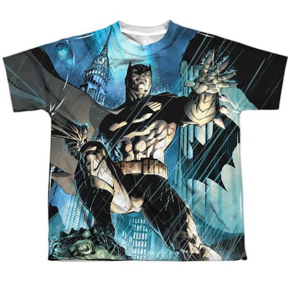 Batman Rainy Rooftop Officially Licensed Sublimation Youth T Shirt