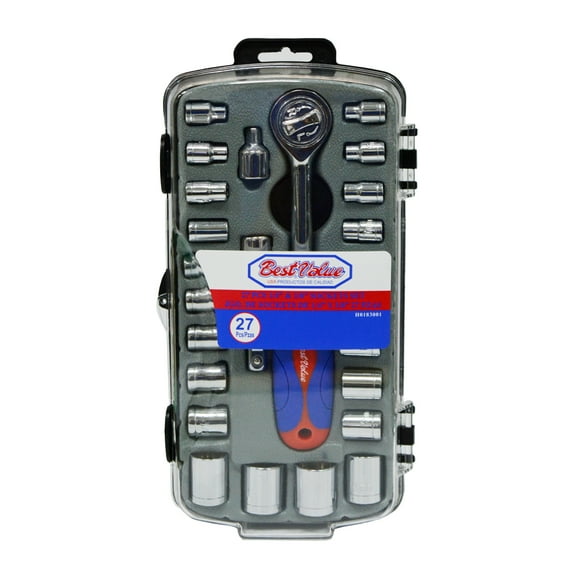 Best Value H0183001 1/4 in. and 3/8 in. Drive Sockets Metric and SAE 27-Piece Set