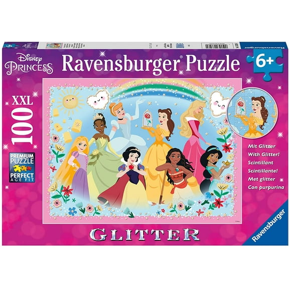 RAVENSBURGER Puzzle 13326 Ravensburger 13326-Strong, Beautiful and Incredibly Bold-100 Pieces XXL Disney Princess Glitter Puzzle for Children