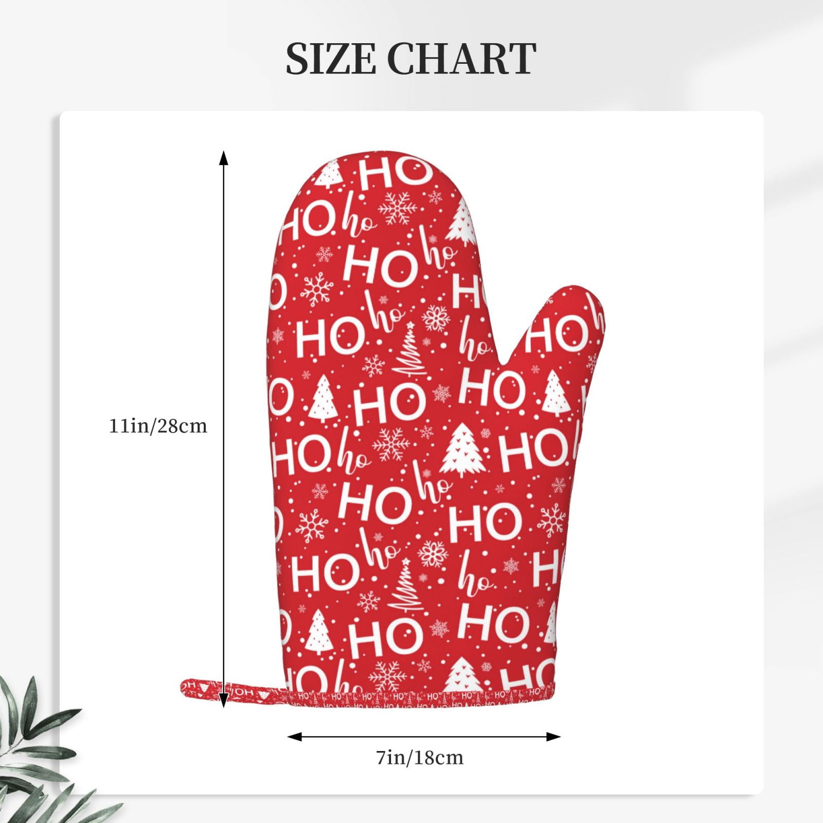 Hirioo Christmas Hohoho for Silicone Oven Mitts for BBQ, Baking, Cooking, Set of 2, Heat Resistant 260℃, Non-Slip Kitchen Essentials