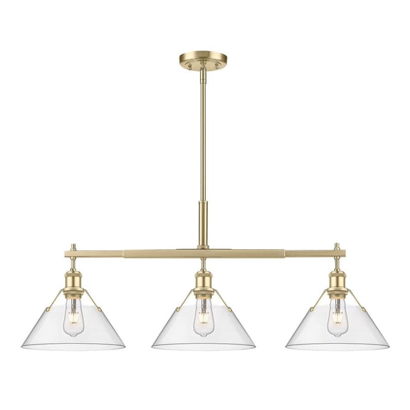 Orwell 3-Light Linear Pendant in Brushed Champagne Bronze with Clear Glass