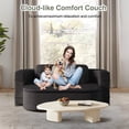 thumbnail image 3 of CAPCAEK 75" Convertible Sofa Bed, Chenille Floor Couch with Blanket and 4 Pillows for Living Room, Black, 3 of 7