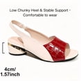 thumbnail image 4 of CHICVOMEY Dressy Peep Toe Sandals for Womens Low Chunky Heel with Faux Leather Toe Slingback Wedding Party Casual Slip On Shoes, 4 of 8