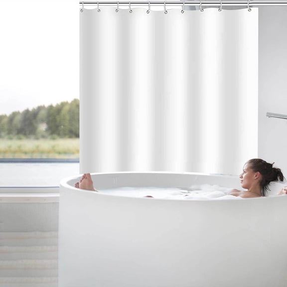 Rkxzt Shower Curtain Fabric,Plain Color Waterproof Polyester Bath Curtain 120x180cm with Metal Grommets,Curtains|Nylon,Spandex,White