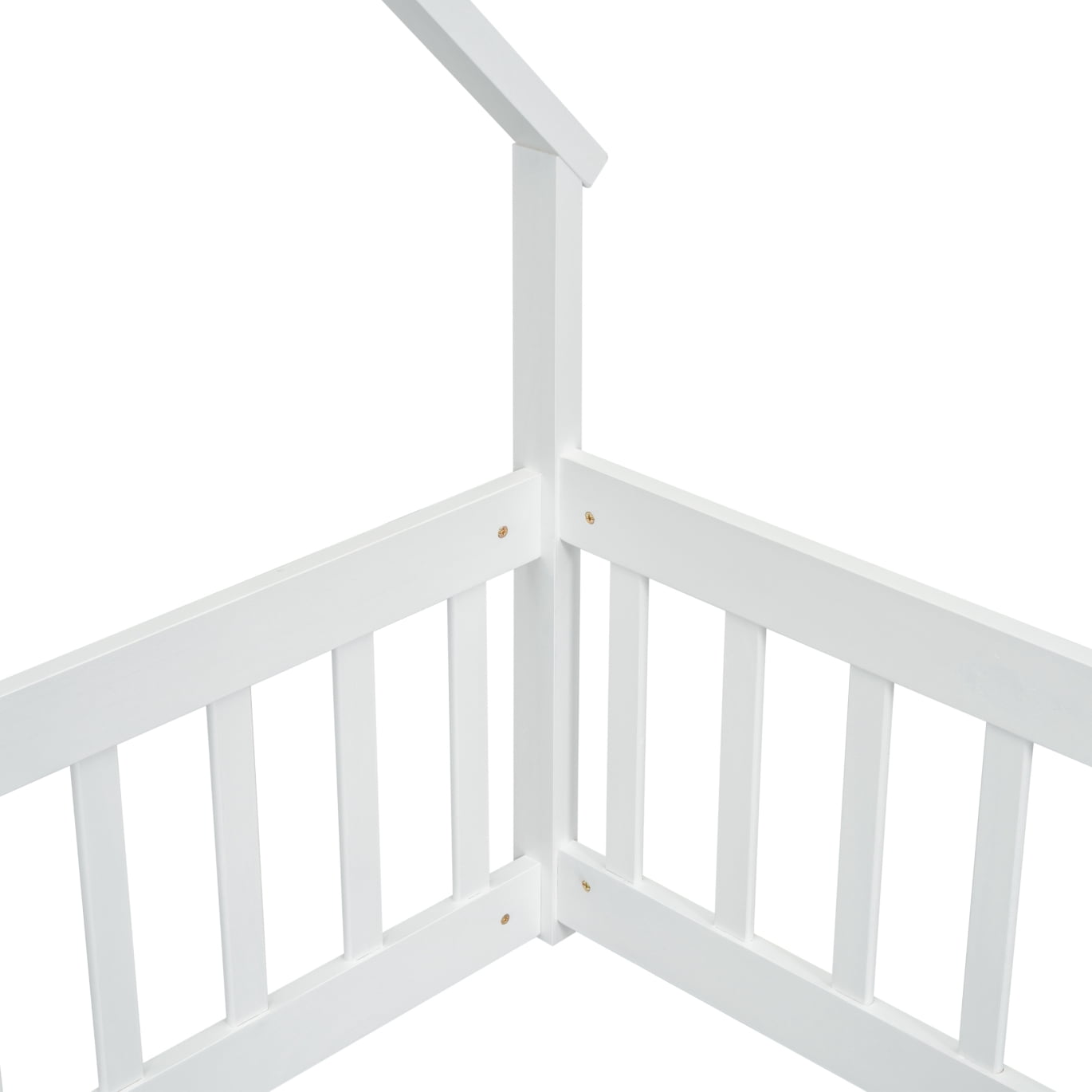 Twin Size Floor Bed, Wooden House-Shaped Bed Frame with Guardrails, Roof, Multifunctional House Bed Frame for Toddlers, Kids, Girls, Boys, Teens, Adults, White
