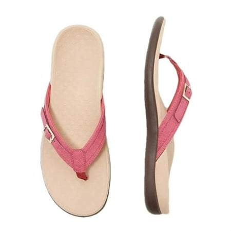 

SHENGXINY Women Summer Flat Casual Summer Arch Support Buckle Flip Flops Non Slip Walking Flat Sandals Women Beach Quick Drying