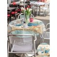 thumbnail image 5 of Outdoor Tablecloth with Umbrella Hole for Patio/Picnic/Party/Camping, Starfish Coastal Blue Waterproof Table Cloth Round Cover Washable, Summer Ocean Coral Conch Vintage (Dia 54"), 5 of 8