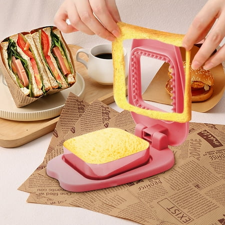 

Sandwich Press 4 inch Round Shape Sandwich Cutter and Sealer Crustless Sandwich Press Mold Cookie Bread Pancake Maker for Boys Girls Lunch 2pcs
