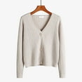 thumbnail image 3 of Hontri Women's Cardigan, Women's Autumn and Winter Long Sleeve V Neck Soft Knit Solid Color Cardigan One Size under $10, 3 of 8