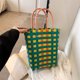 thumbnail image 5 of Bolsos Con Asa Superior Bolsas con asa superior para mujer Bolsa de compras con tejido de tablero de ajedrez Satchel (Multicolor) Hugtrwg Para Estrenar, 5 of 9